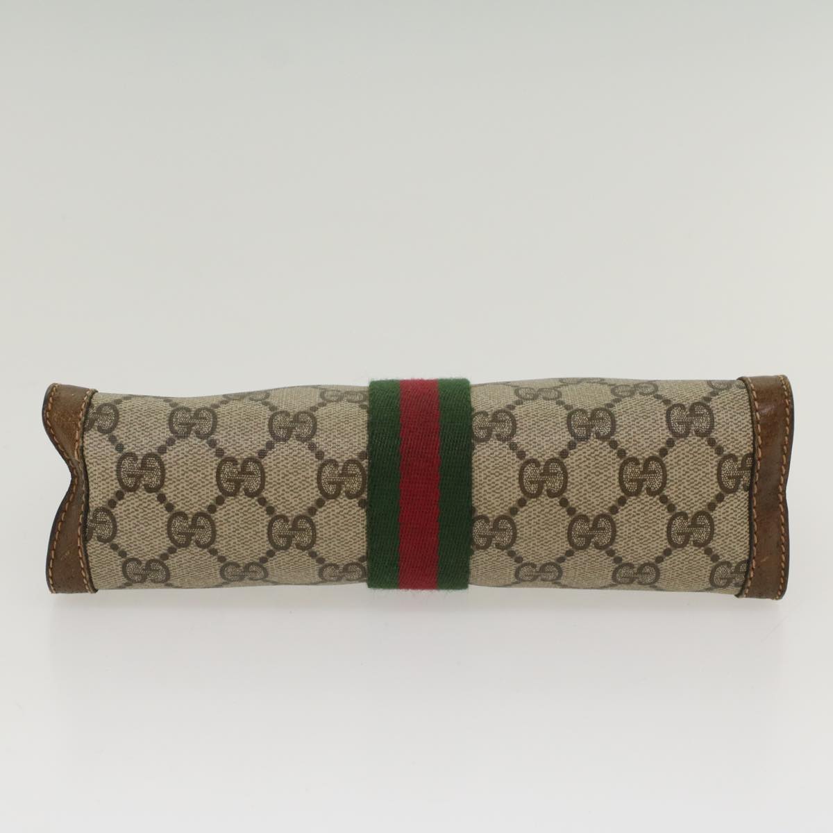 GUCCI GG Canvas Web Sherry Line Clutch Bag Beige Red 37.014.2125 yk8078