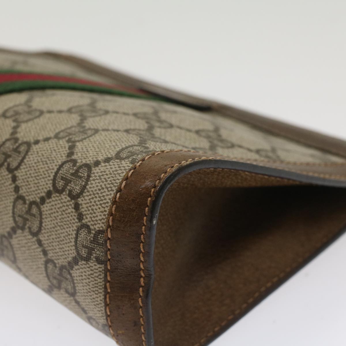 GUCCI GG Canvas Web Sherry Line Clutch Bag Beige Red 37.014.2125 yk8078