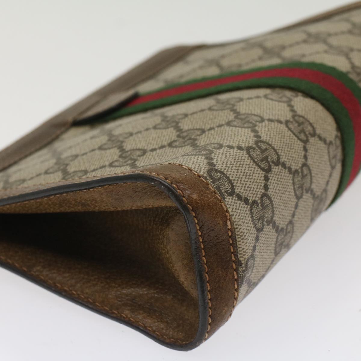 GUCCI GG Canvas Web Sherry Line Clutch Bag Beige Red 37.014.2125 yk8078