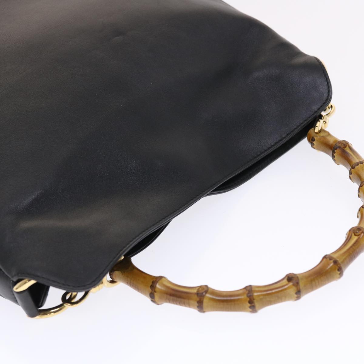 GUCCI Bamboo Shoulder Bag Leather 2way Black yk8104B