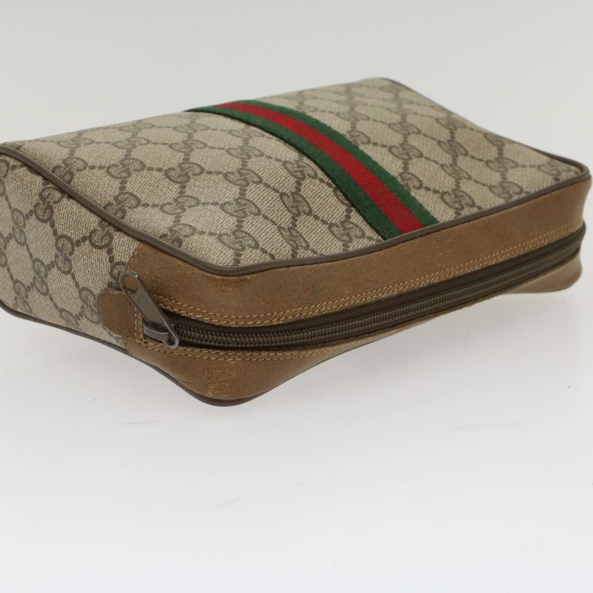 GUCCI GG Canvas Web Sherry Line Clutch Bag Beige Red Green 89.01.012 yk8156