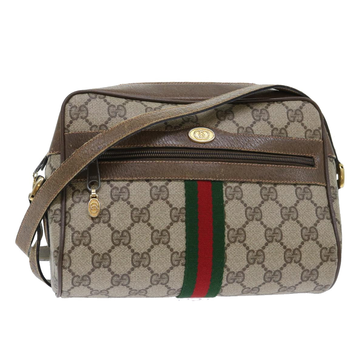 GUCCI GG Canvas Web Sherry Line Shoulder Bag Beige Red 68.02.004 yk8165