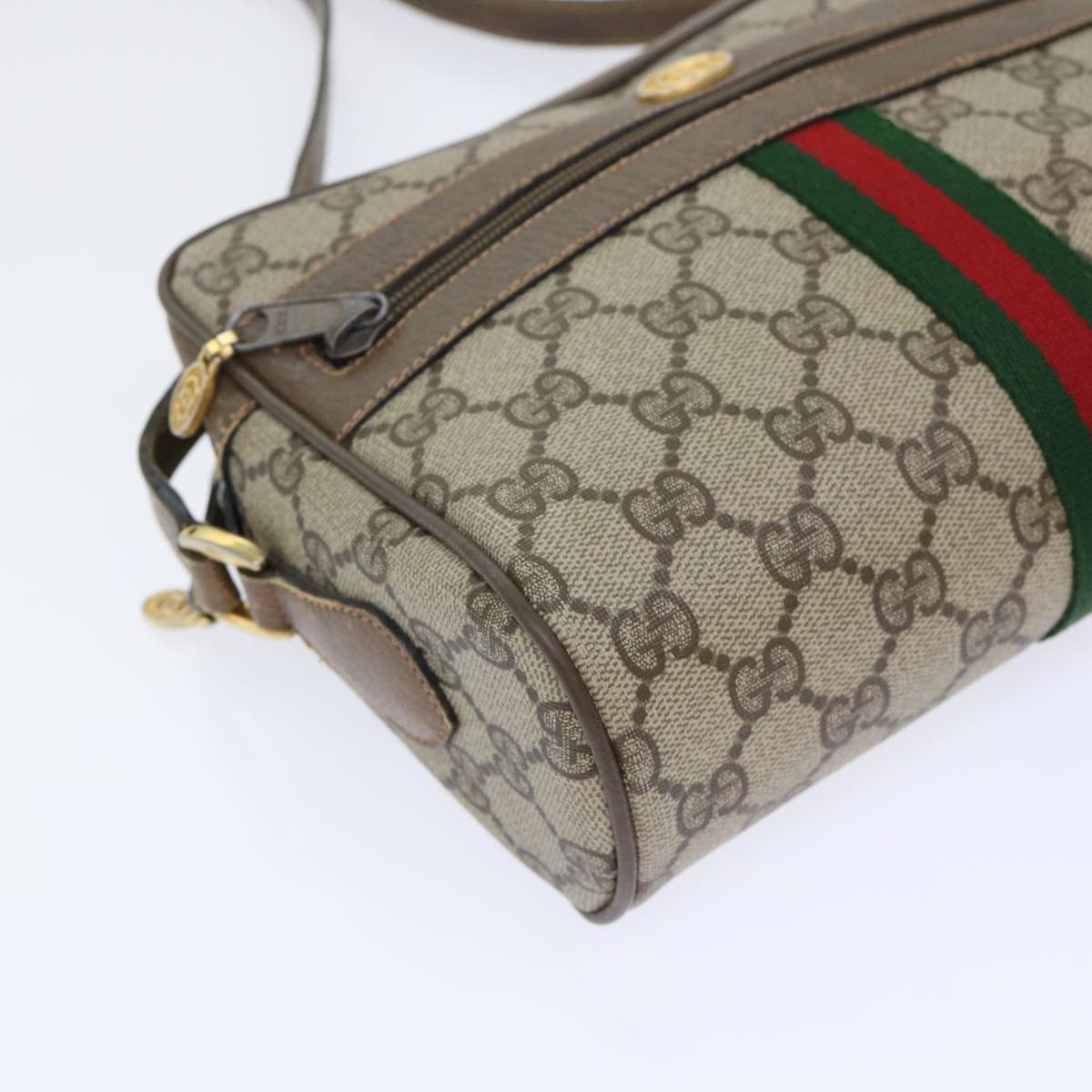 GUCCI GG Canvas Web Sherry Line Shoulder Bag Beige Red 68.02.004 yk8165