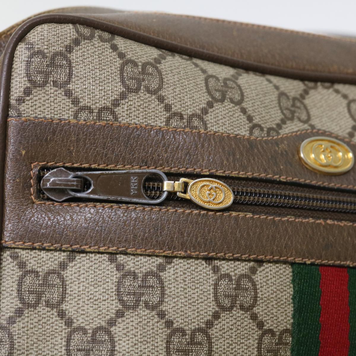 GUCCI GG Canvas Web Sherry Line Shoulder Bag Beige Red 68.02.004 yk8165