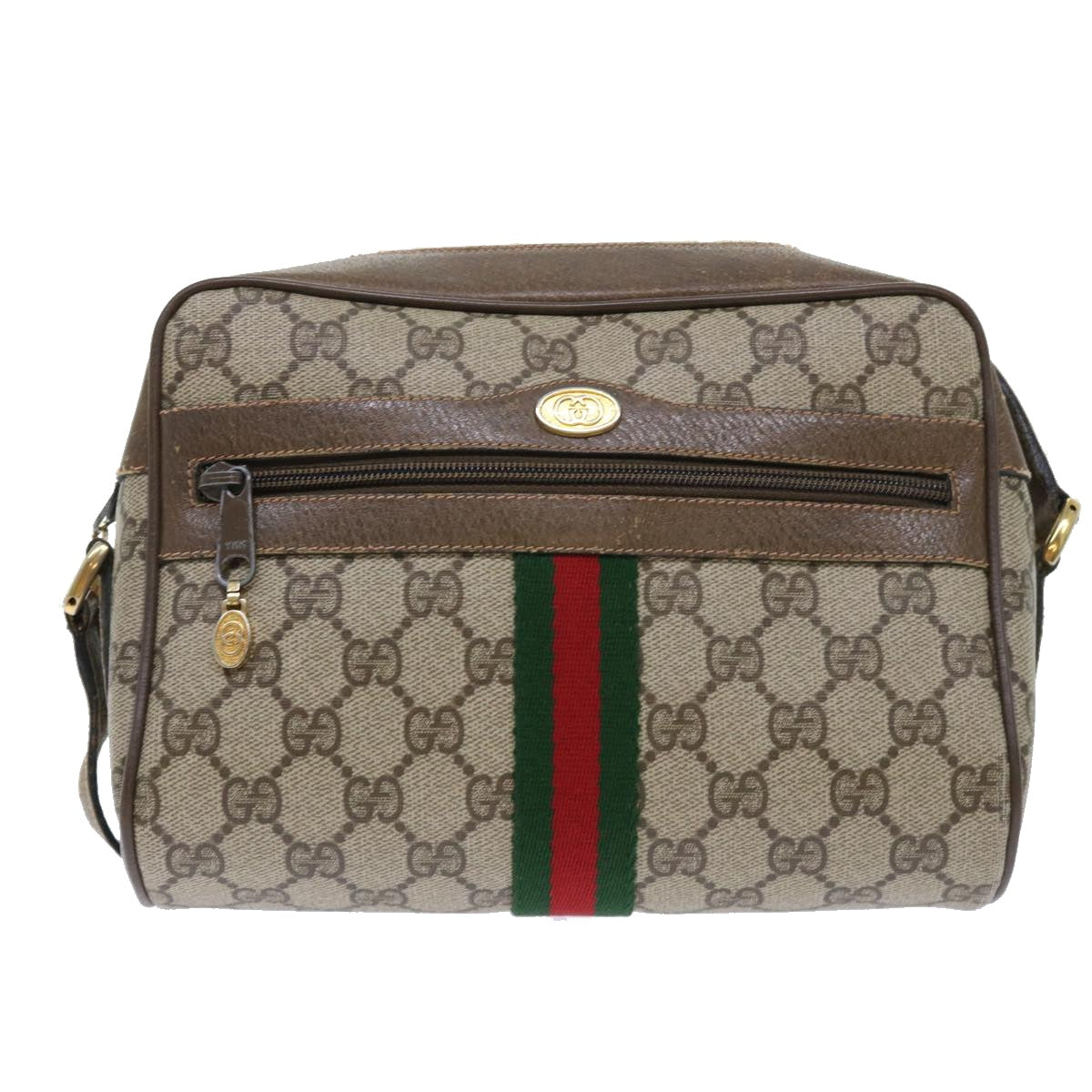 GUCCI GG Canvas Web Sherry Line Shoulder Bag Beige Red 68.02.004 yk8165