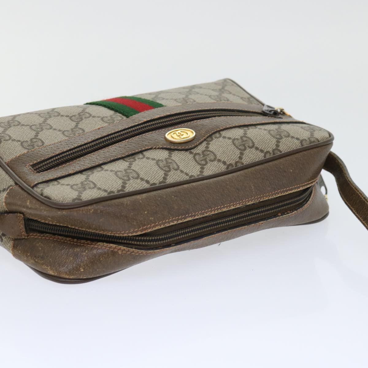 GUCCI GG Canvas Web Sherry Line Shoulder Bag Beige Red 68.02.004 yk8165