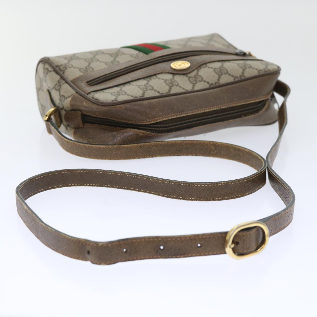 GUCCI GG Canvas Web Sherry Line Shoulder Bag Beige Red 68.02.004 yk8165
