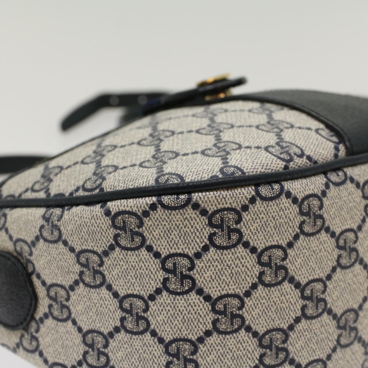 GUCCI GG Canvas Sherry Line Shoulder Bag Gray Red Navy 89.02.032 yk8166