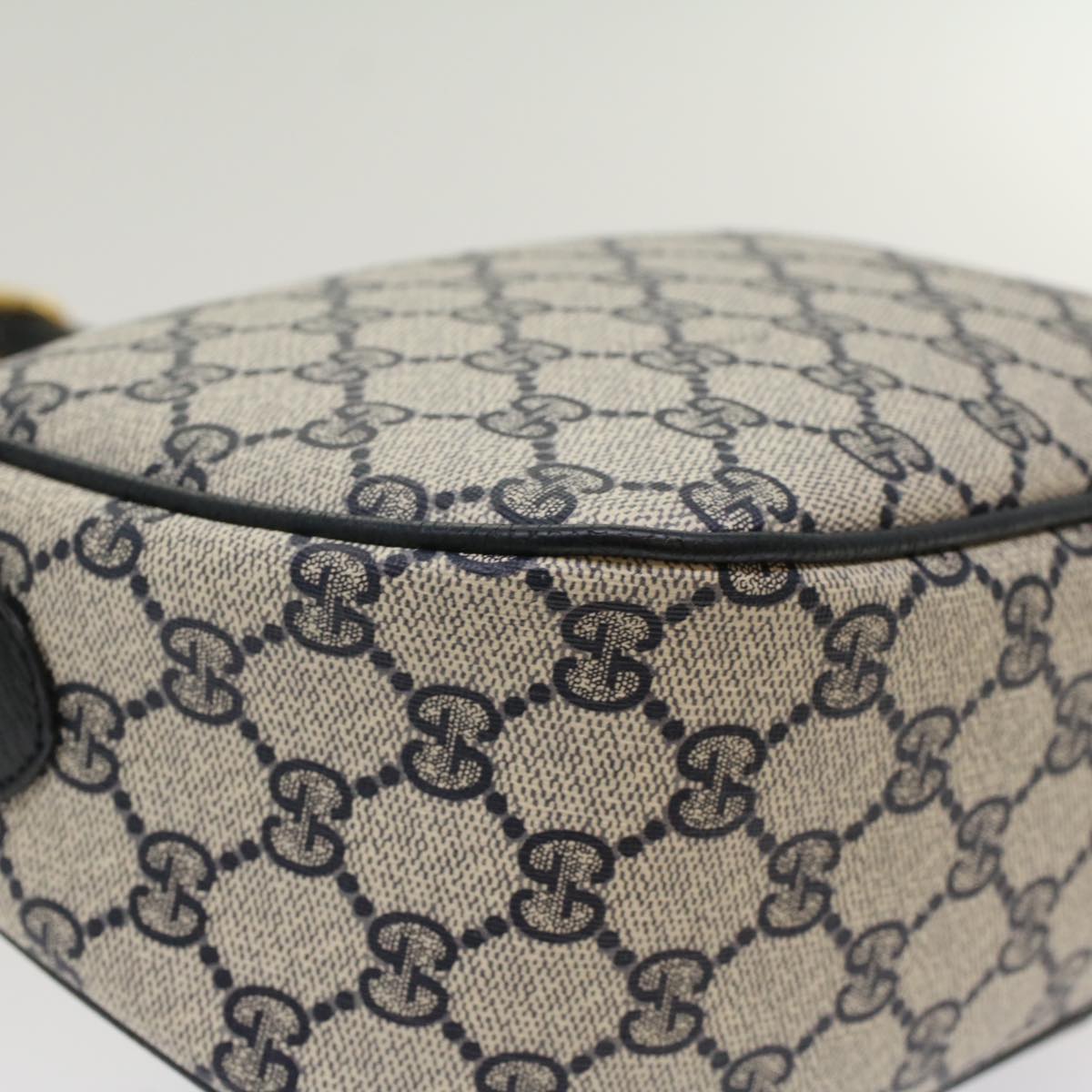 GUCCI GG Canvas Sherry Line Shoulder Bag Gray Red Navy 89.02.032 yk8166