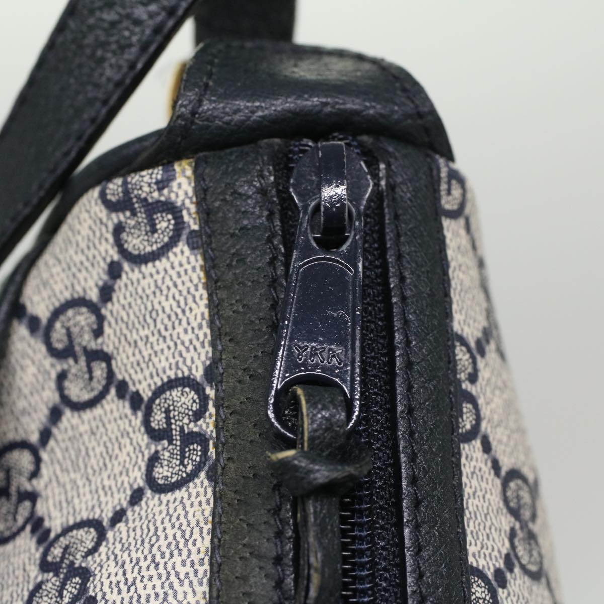 GUCCI GG Canvas Sherry Line Shoulder Bag Gray Red Navy 89.02.032 yk8166