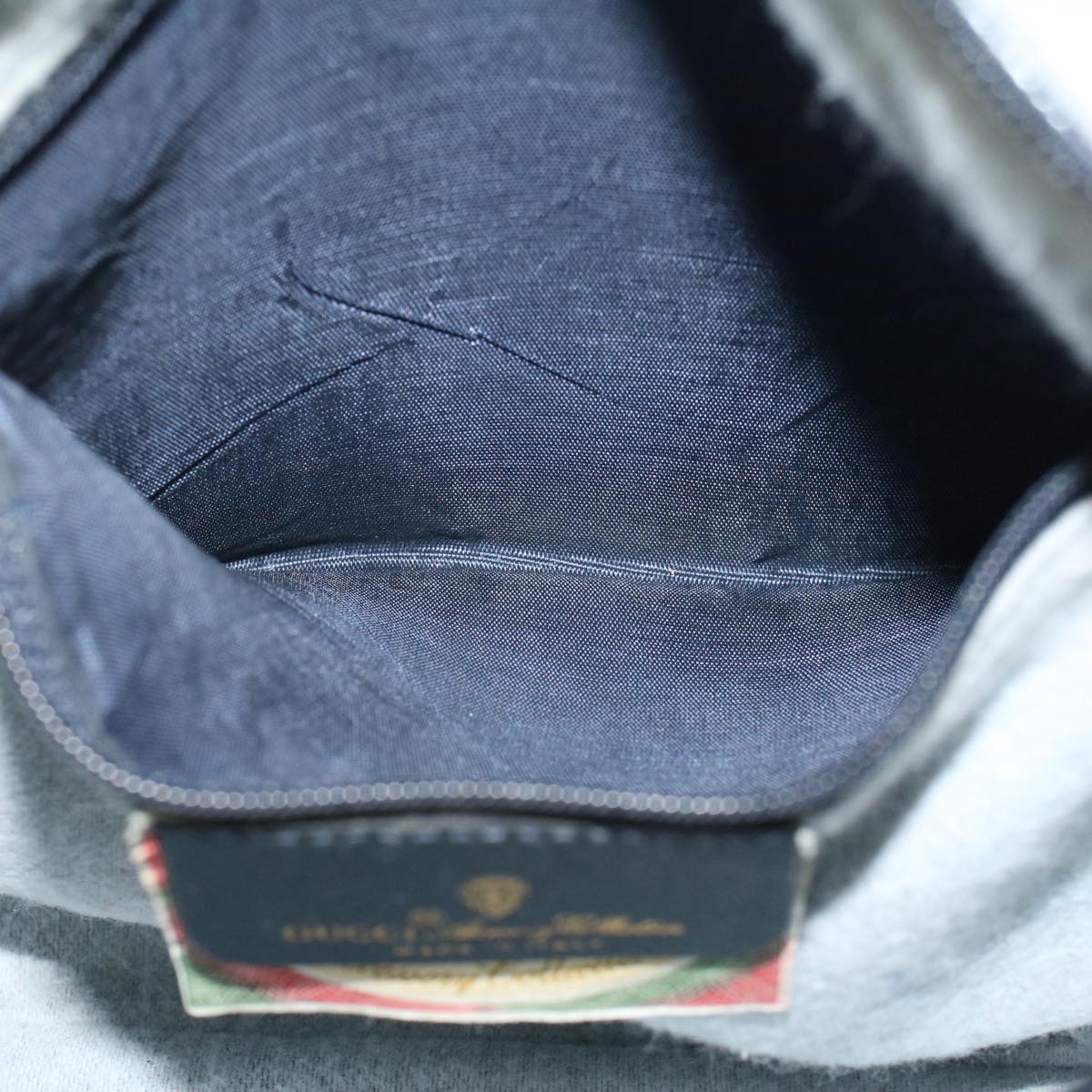 GUCCI GG Canvas Sherry Line Shoulder Bag Gray Red Navy 89.02.032 yk8166