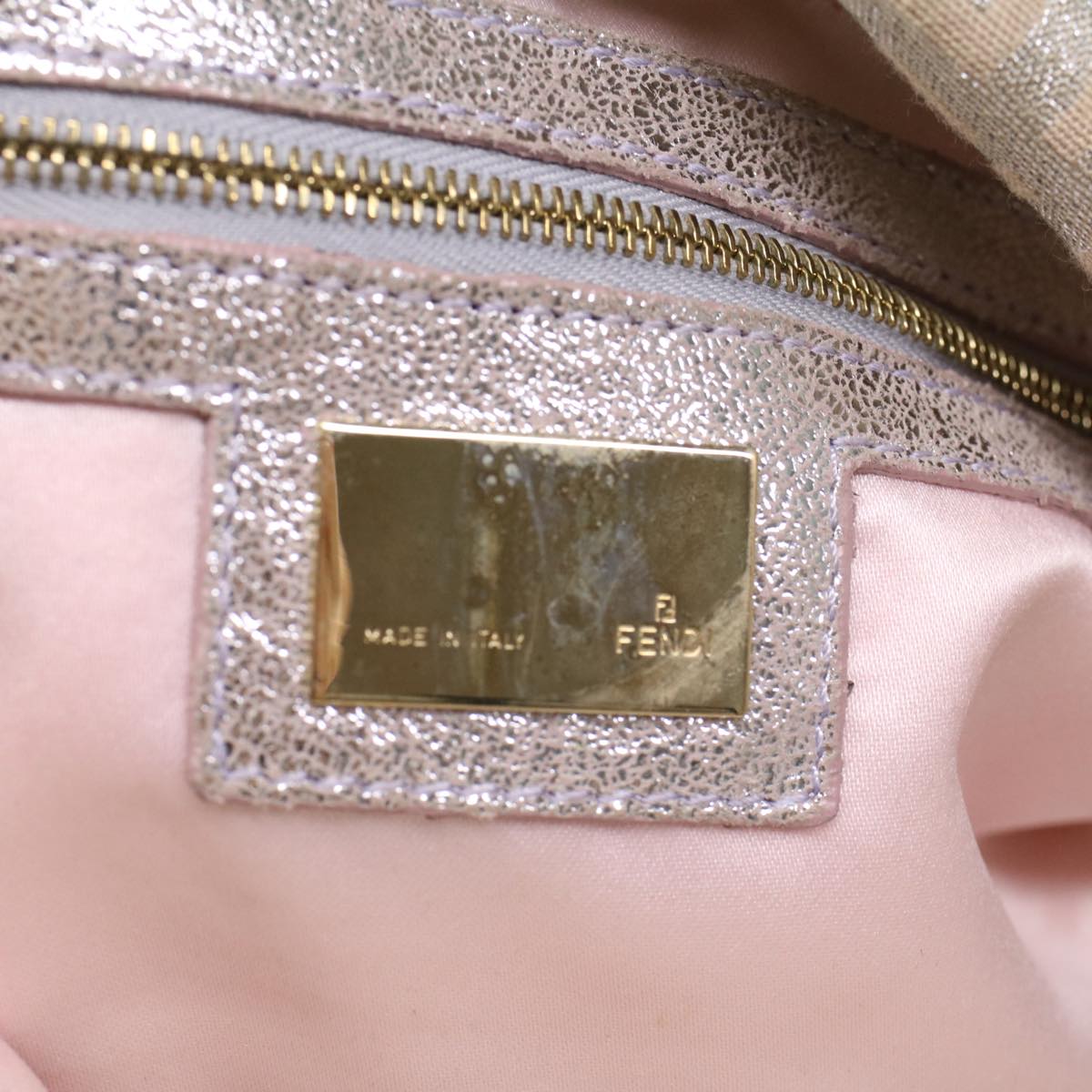 FENDI Zucchino Canvas Mamma Baguette Shoulder Bag Silver yk8171