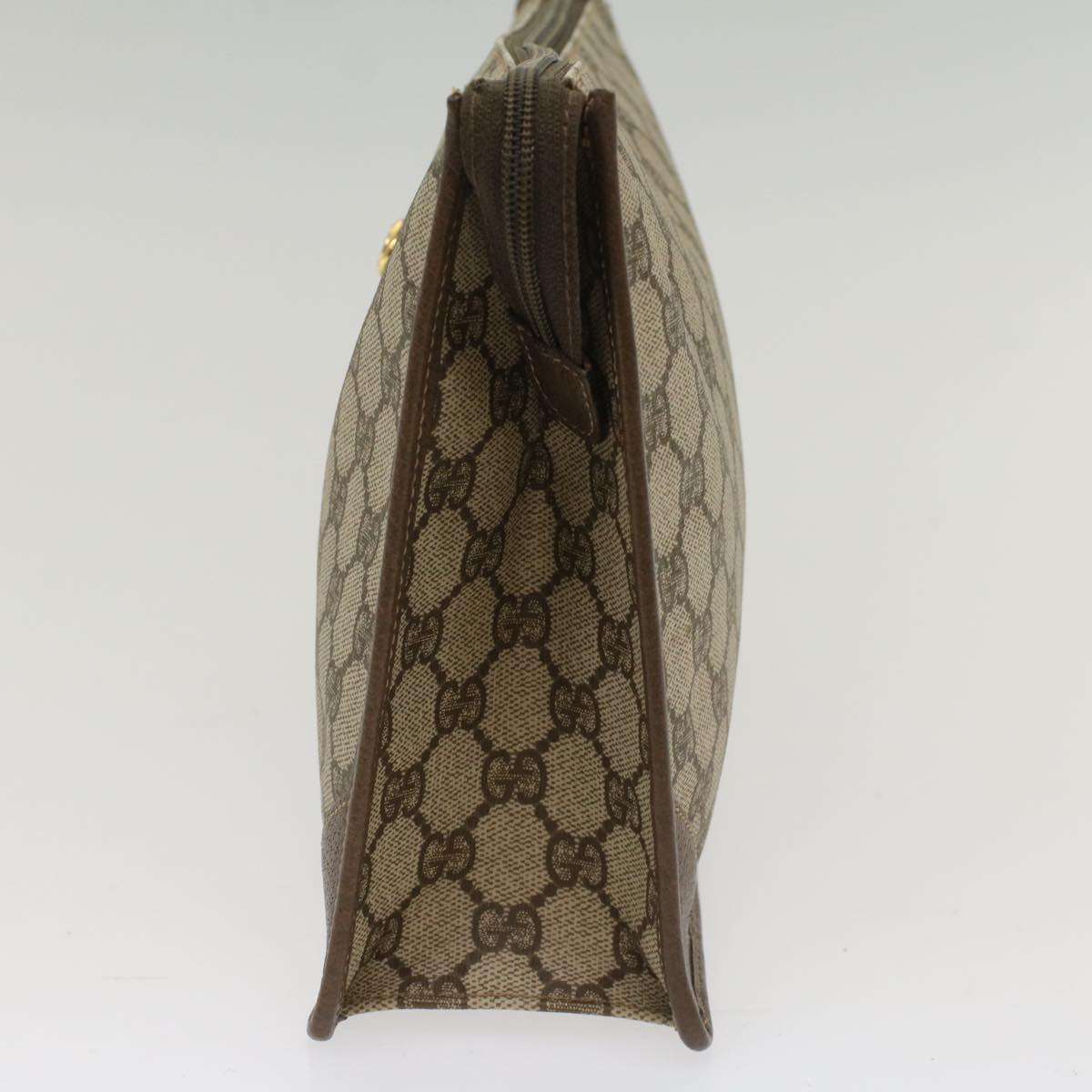 GUCCI GG Canvas Clutch Bag PVC Leather Beige 97.01.029 yk8180