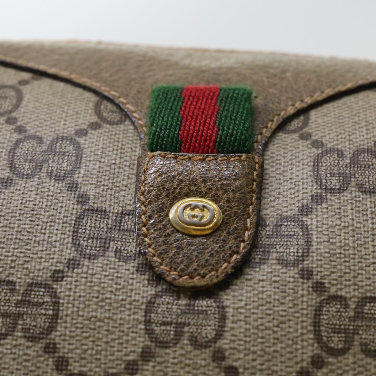GUCCI GG Canvas Web Sherry Line Shoulder Bag Beige Red 89.02.018 yk8189B