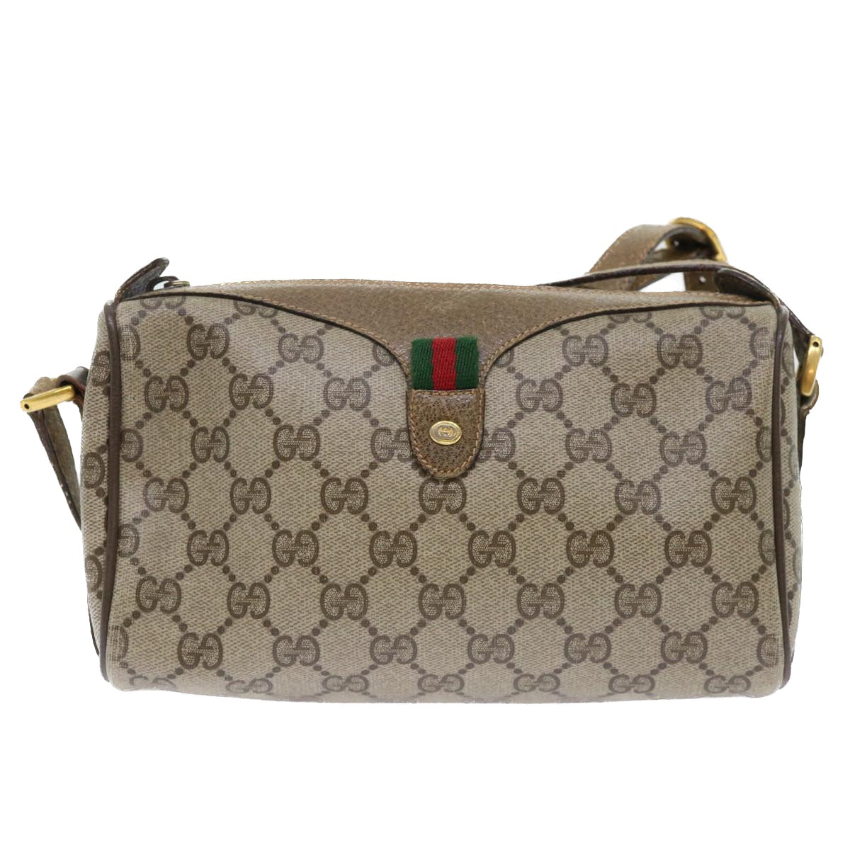 GUCCI GG Canvas Web Sherry Line Shoulder Bag Beige Red 89.02.018 yk8189B