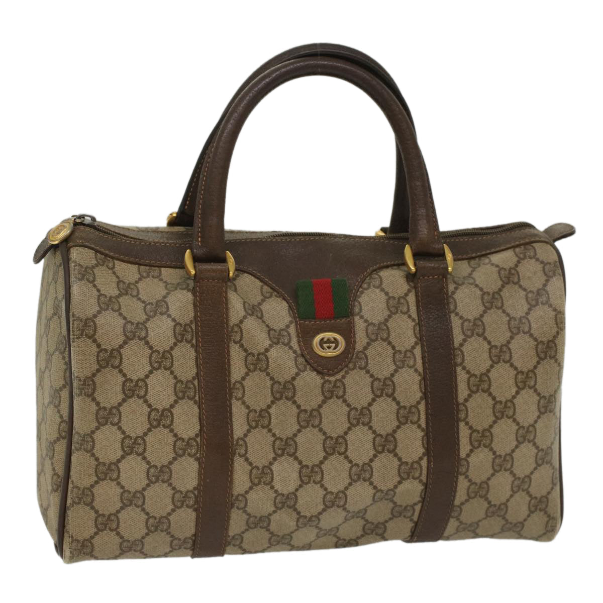 GUCCI GG Canvas Web Sherry Line Boston Bag Beige Red 40.02.007 yk8190B