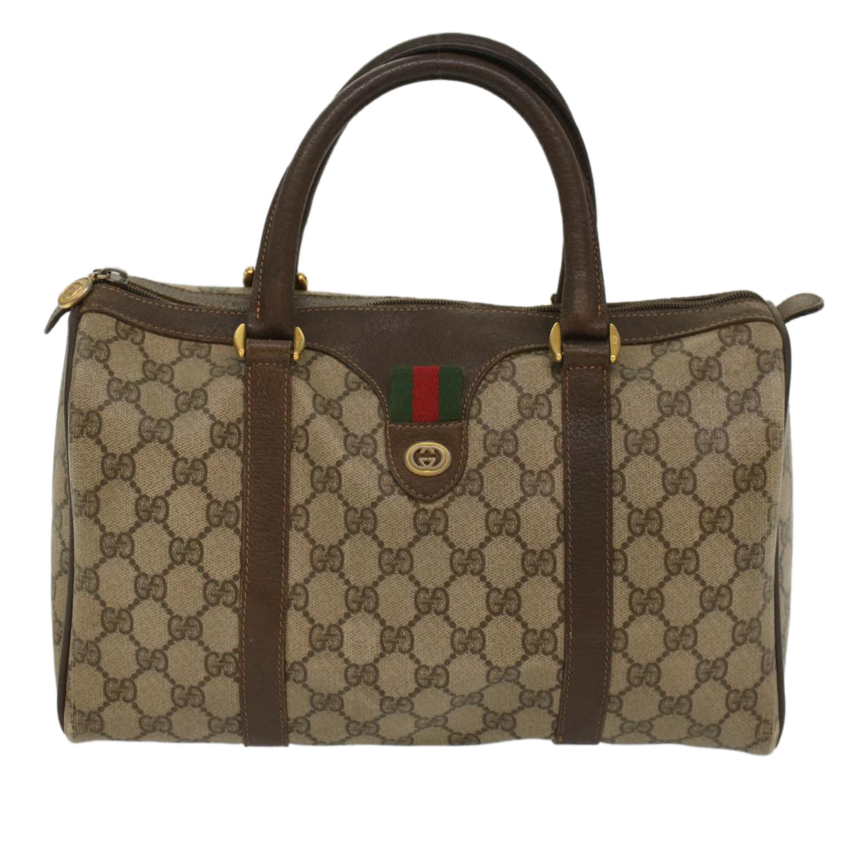GUCCI GG Canvas Web Sherry Line Boston Bag Beige Red 40.02.007 yk8190B
