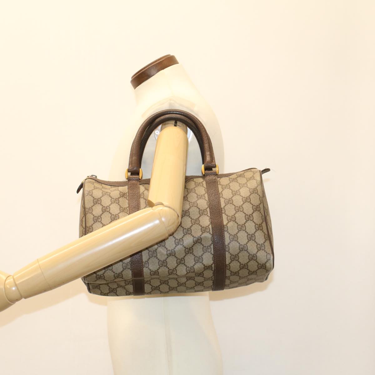 GUCCI GG Canvas Web Sherry Line Boston Bag Beige Red 40.02.007 yk8190B