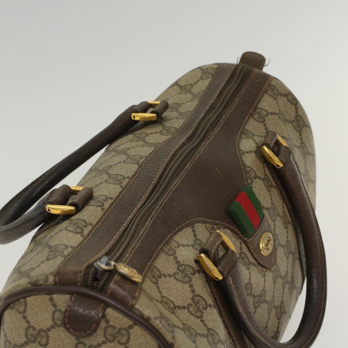 GUCCI GG Canvas Web Sherry Line Boston Bag Beige Red 40.02.007 yk8190B