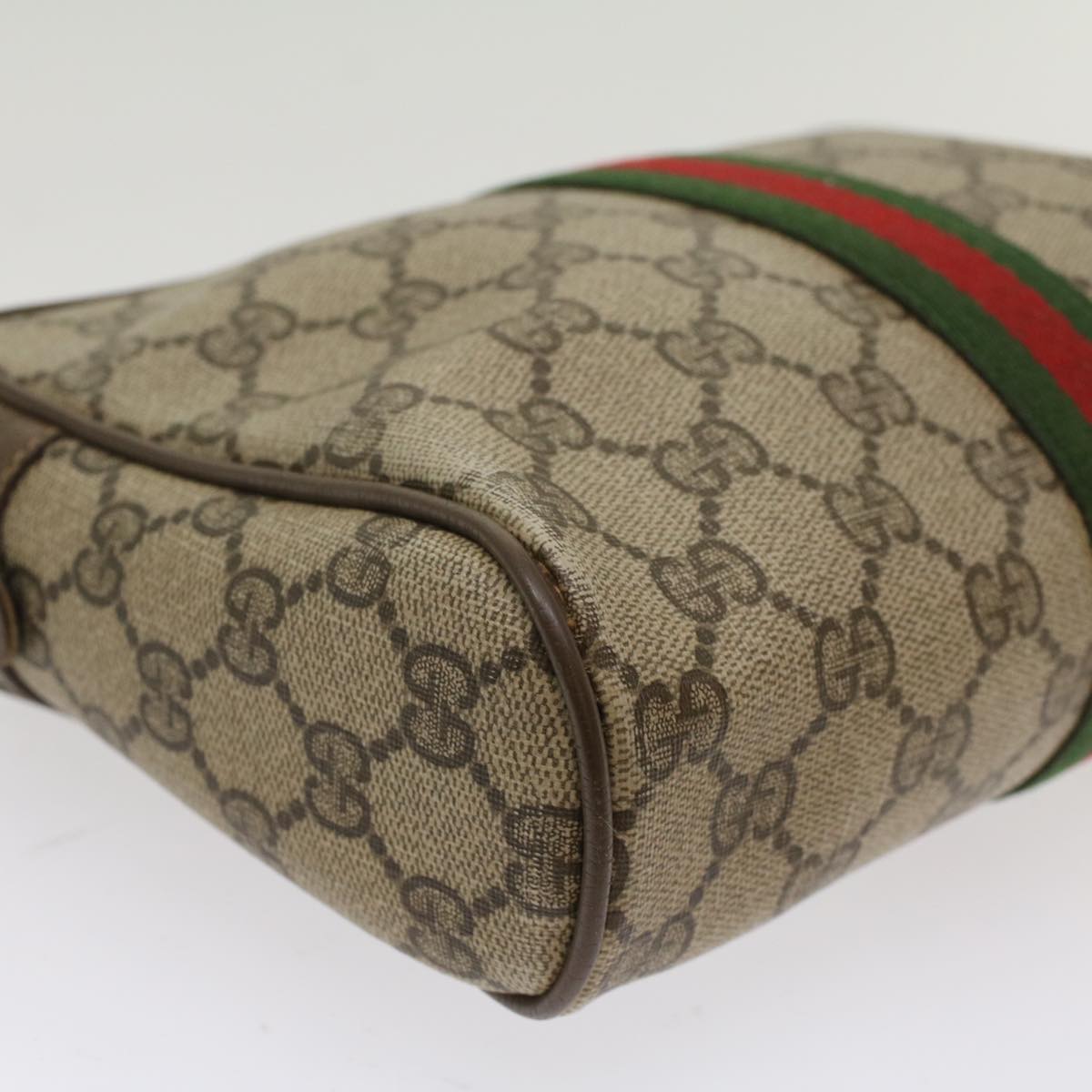 GUCCI GG Canvas Web Sherry Line Clutch Bag Beige Red Green 89.01.012 yk8202