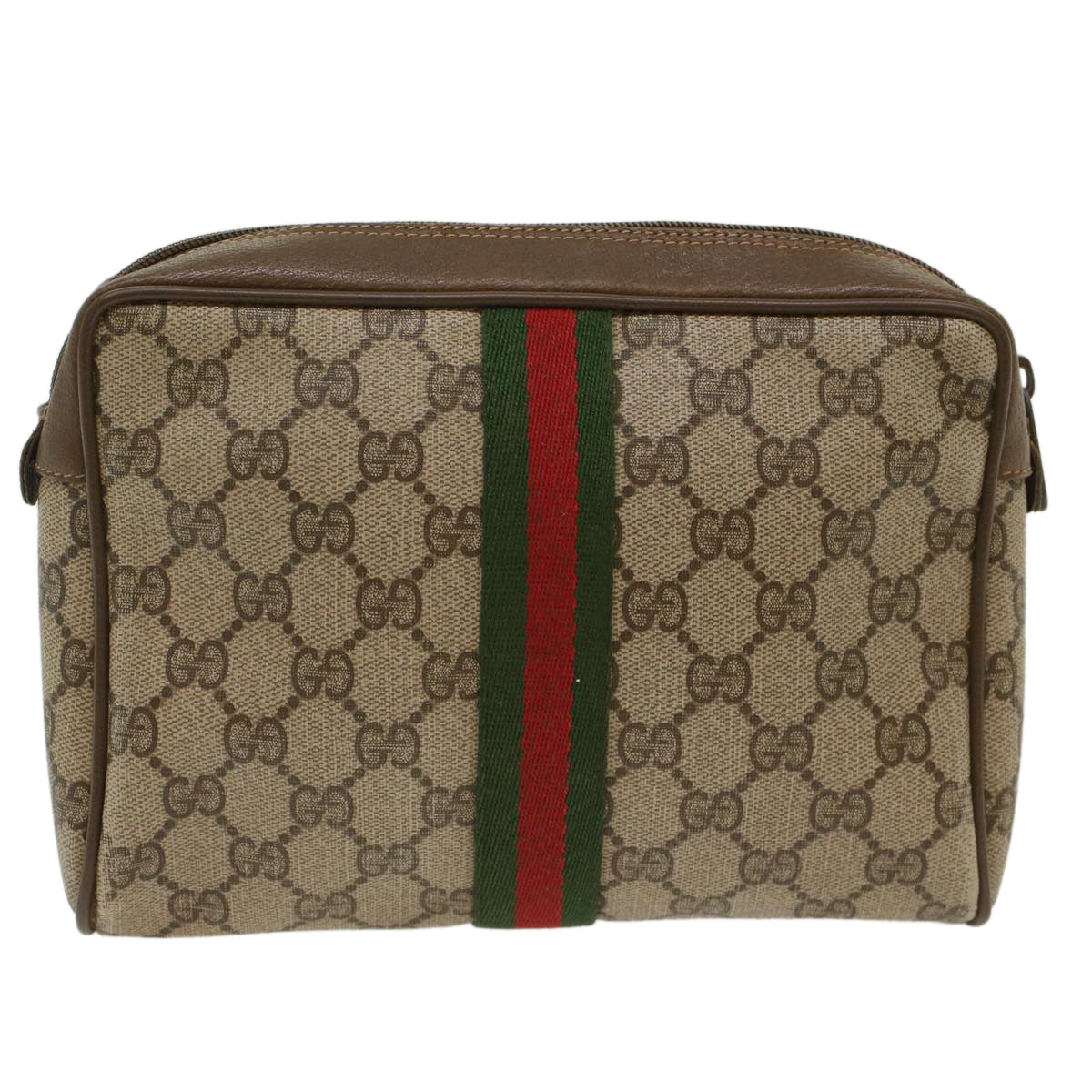 GUCCI GG Canvas Web Sherry Line Clutch Bag Beige Red Green 89.01.012 yk8202