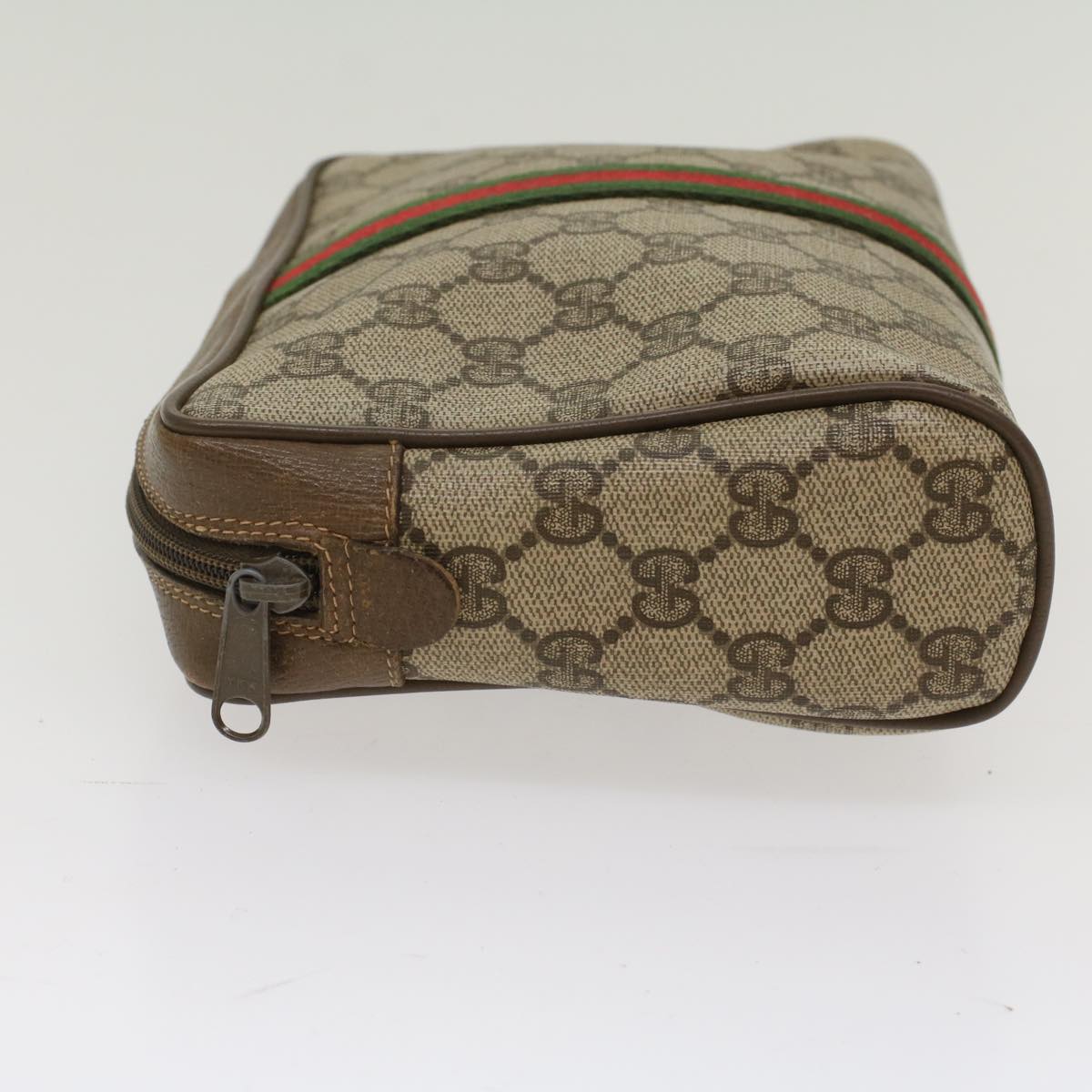 GUCCI GG Canvas Web Sherry Line Clutch Bag Beige Red Green 89.01.012 yk8202