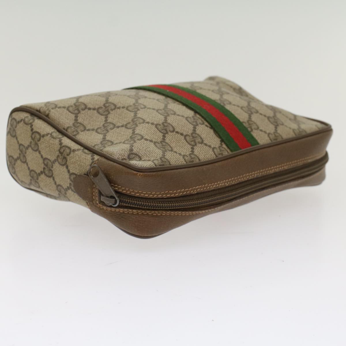 GUCCI GG Canvas Web Sherry Line Clutch Bag Beige Red Green 89.01.012 yk8202