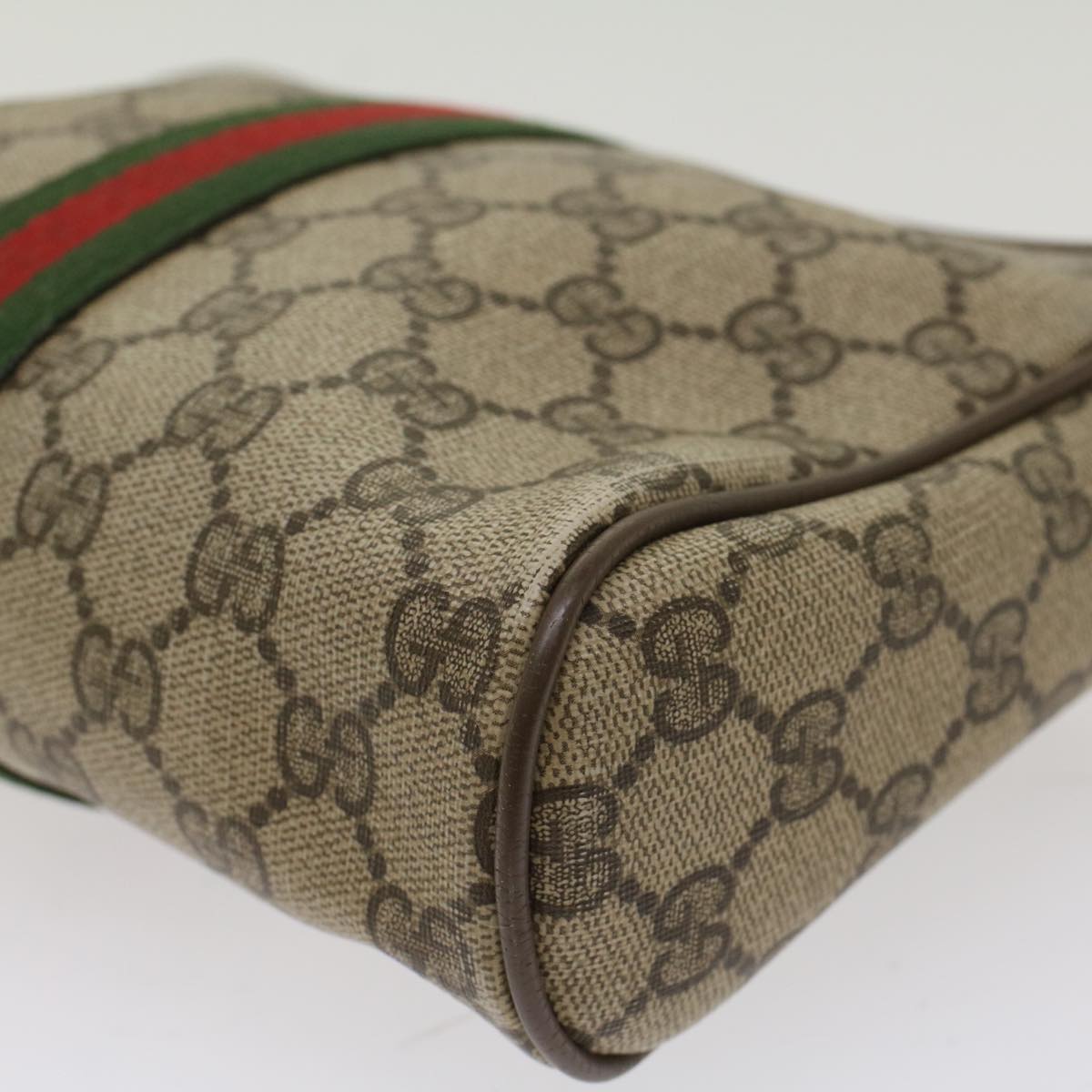GUCCI GG Canvas Web Sherry Line Clutch Bag Beige Red Green 89.01.012 yk8202