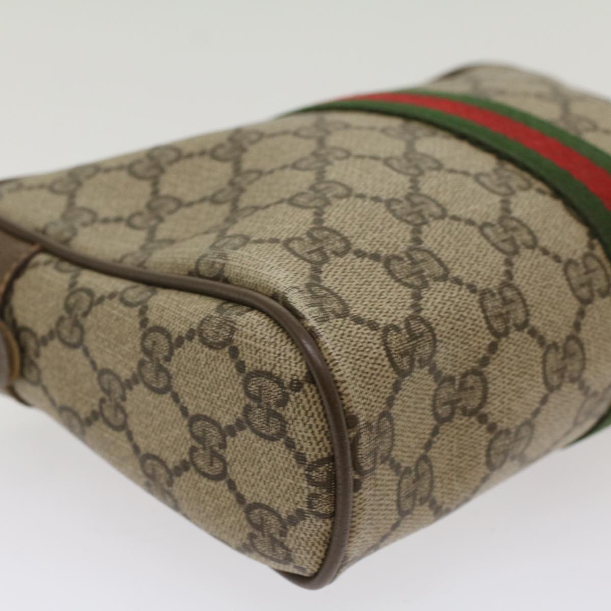 GUCCI GG Canvas Web Sherry Line Clutch Bag Beige Red Green 89.01.012 yk8202