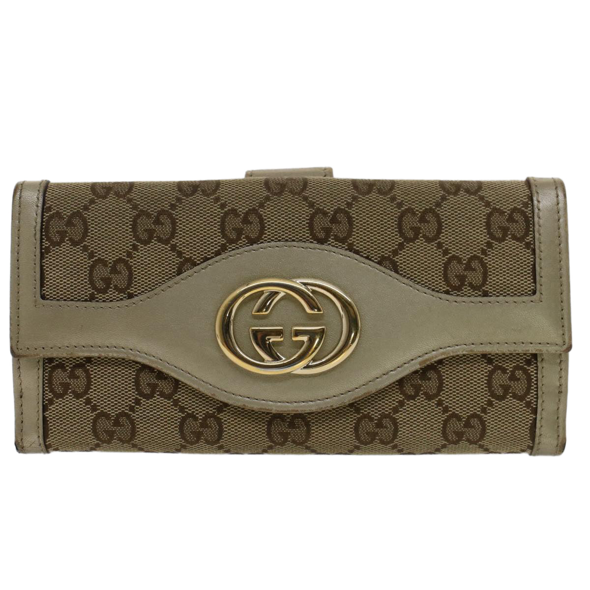 GUCCI GG Canvas Interlocking Long Wallet Beige 282426 yk8207