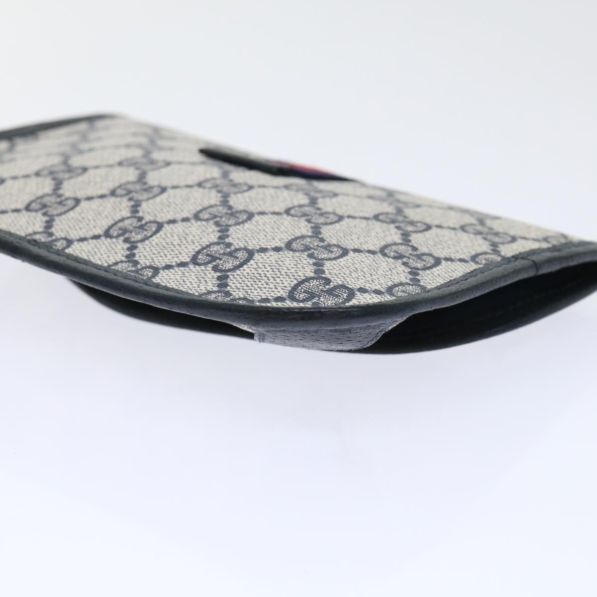 GUCCI GG Canvas Sherry Line Pouch PVC Leather Gray Red Navy yk8209