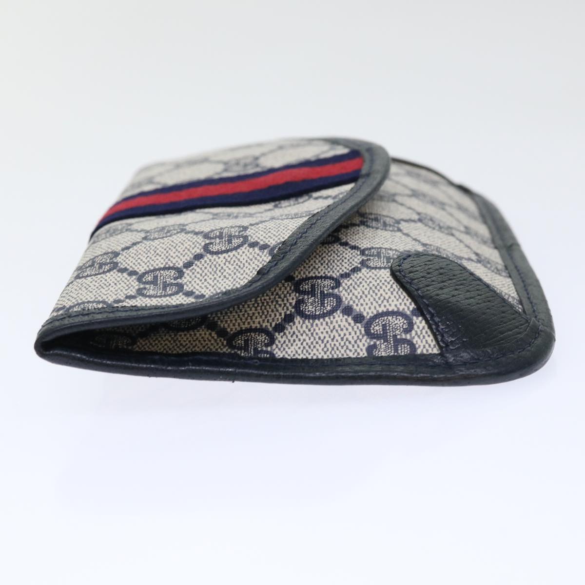 GUCCI GG Canvas Sherry Line Pouch PVC Leather Gray Red Navy yk8209