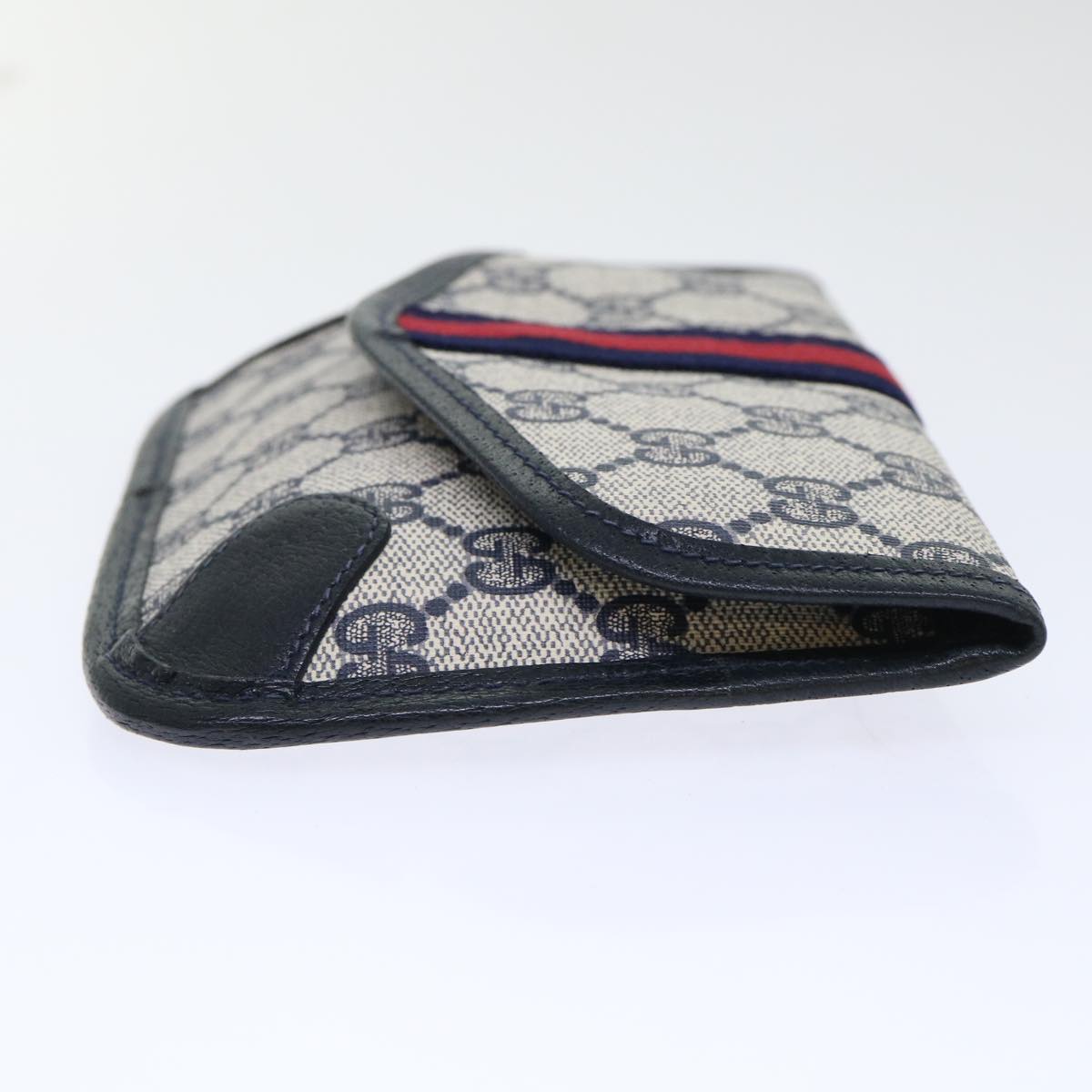 GUCCI GG Canvas Sherry Line Pouch PVC Leather Gray Red Navy yk8209