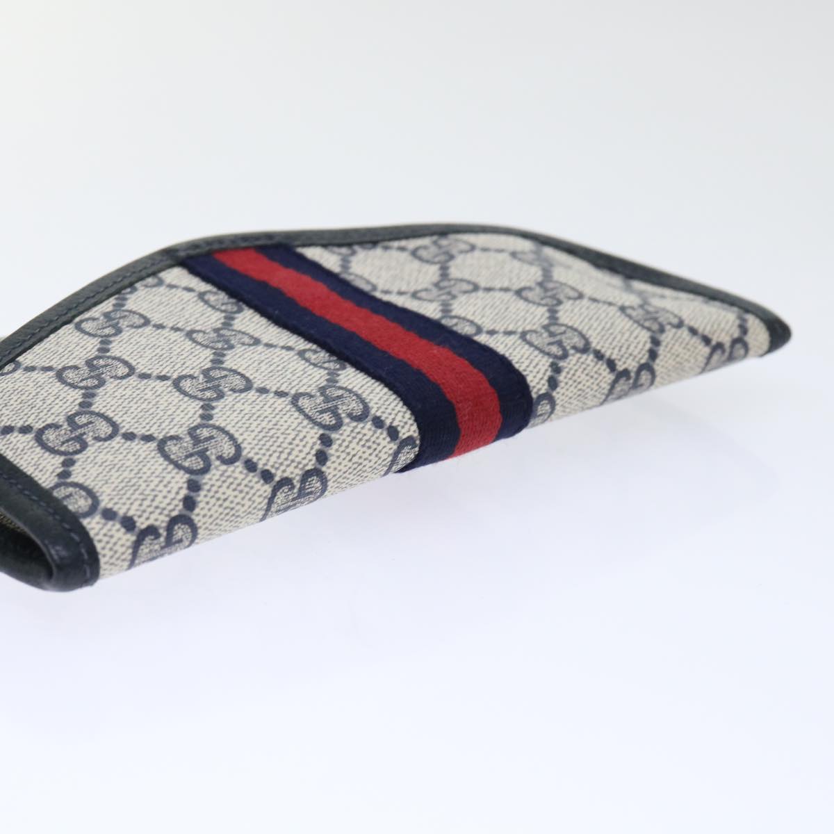 GUCCI GG Canvas Sherry Line Pouch PVC Leather Gray Red Navy yk8209
