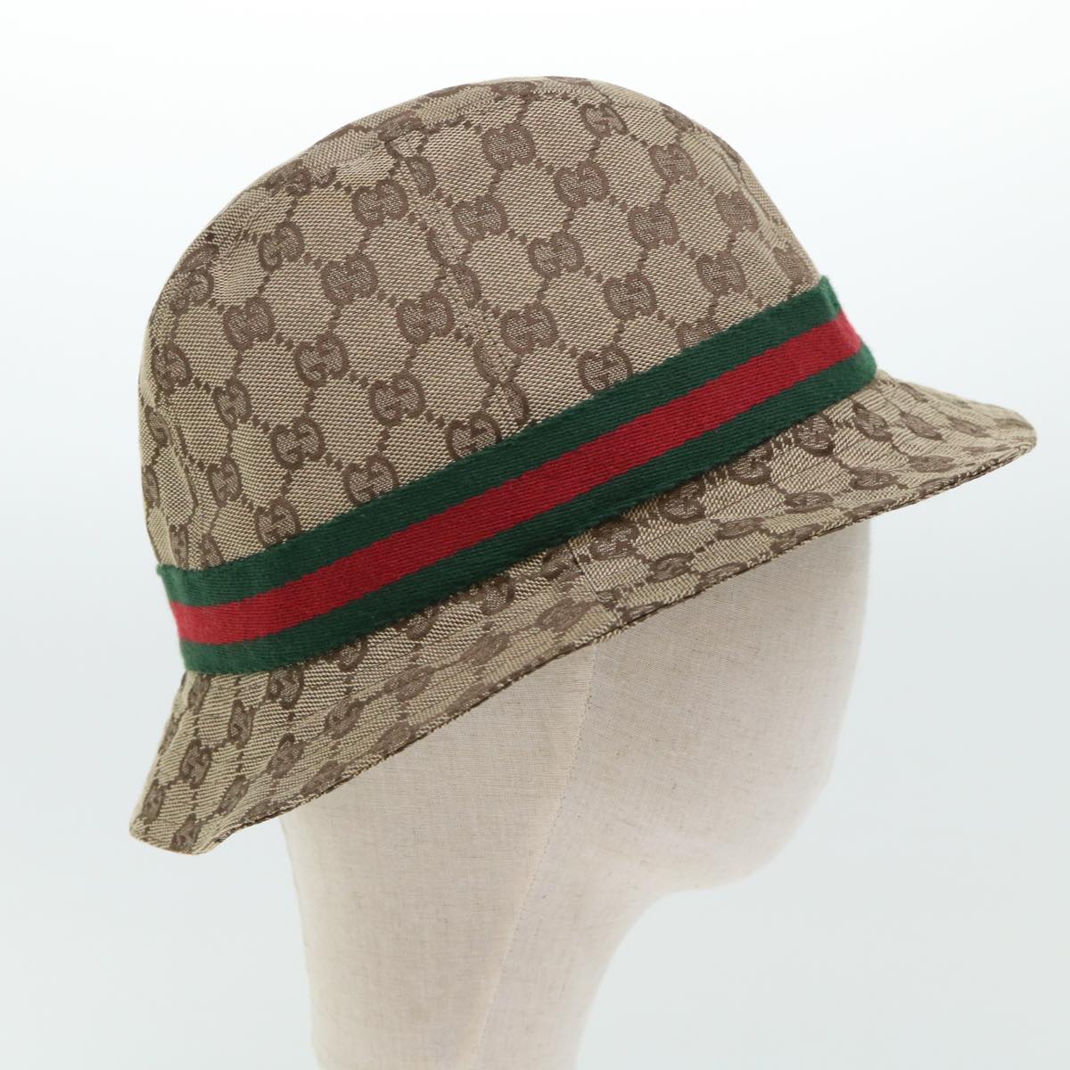 GUCCI GG Canvas Web Sherry Line Hat L Beige Red Green yk8211