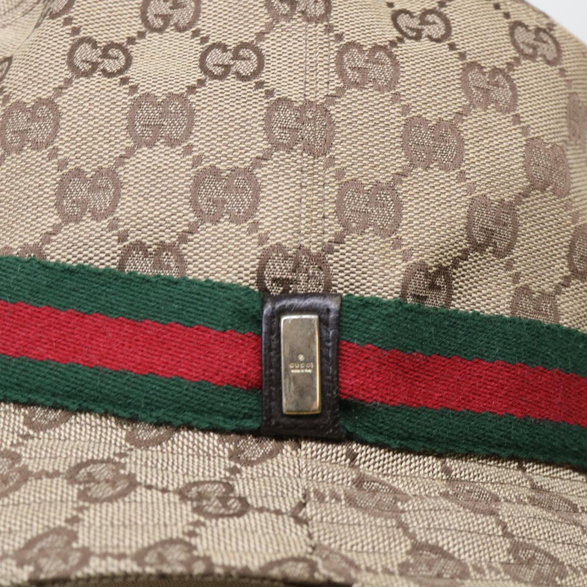 GUCCI GG Canvas Web Sherry Line Hat L Beige Red Green yk8211