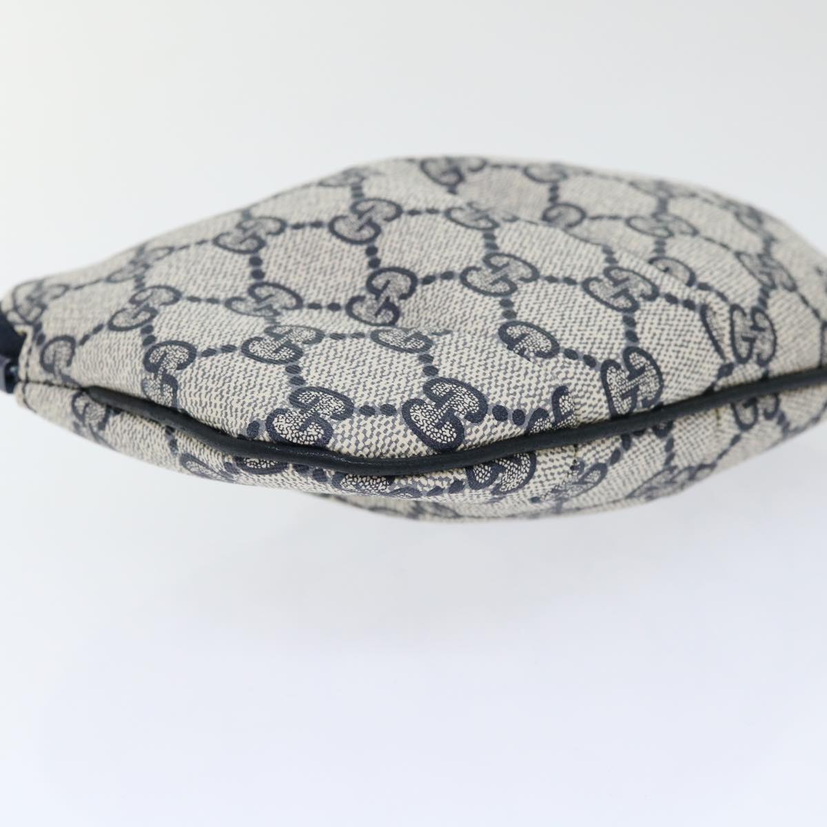 GUCCI GG Canvas Pouch PVC Leather Gray Navy yk8214