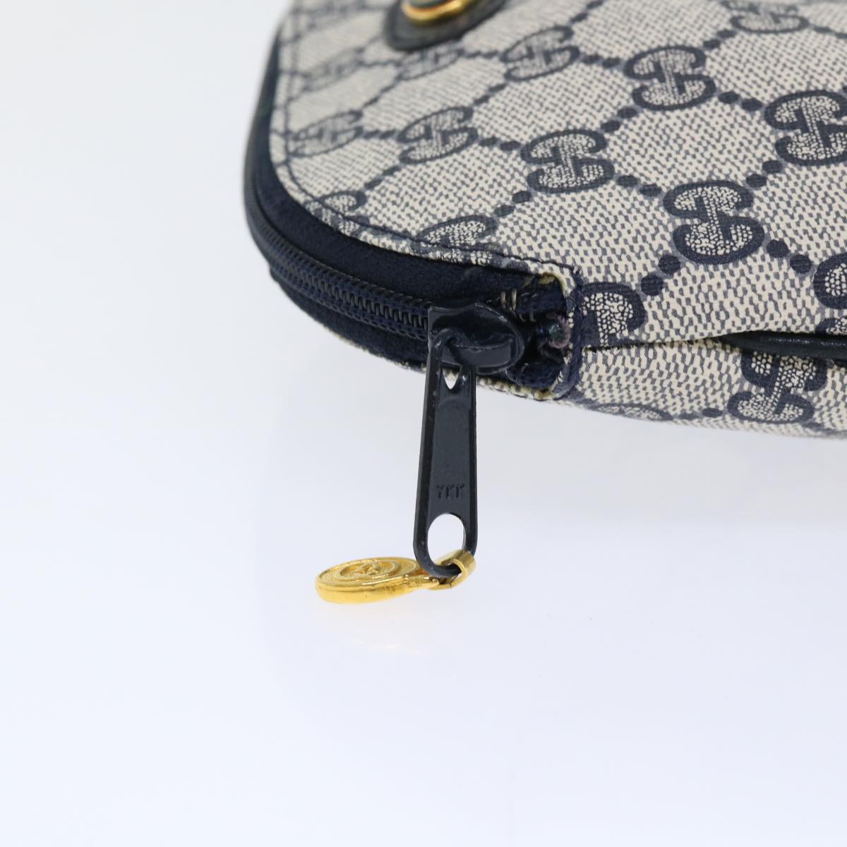 GUCCI GG Canvas Pouch PVC Leather Gray Navy yk8214