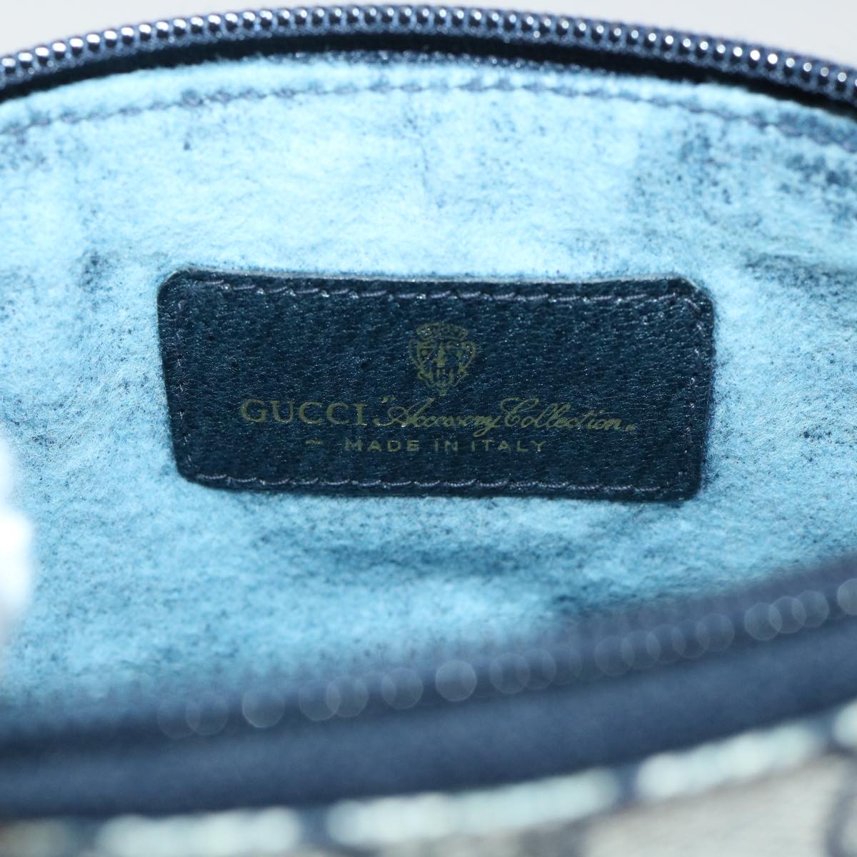 GUCCI GG Canvas Pouch PVC Leather Gray Navy yk8214
