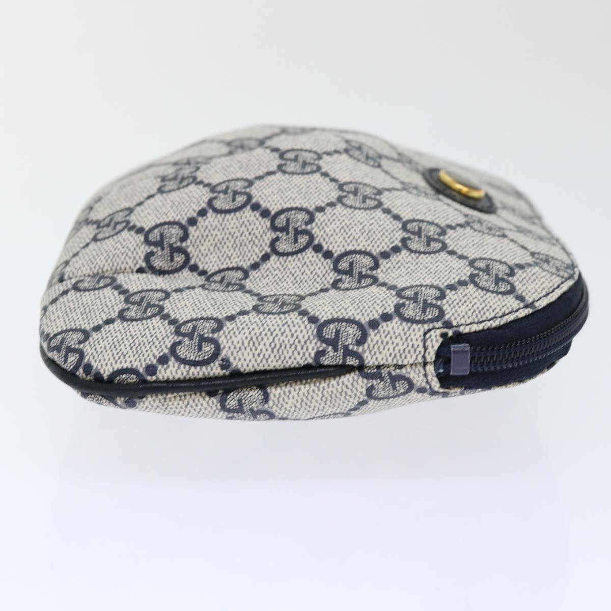 GUCCI GG Canvas Pouch PVC Leather Gray Navy yk8214