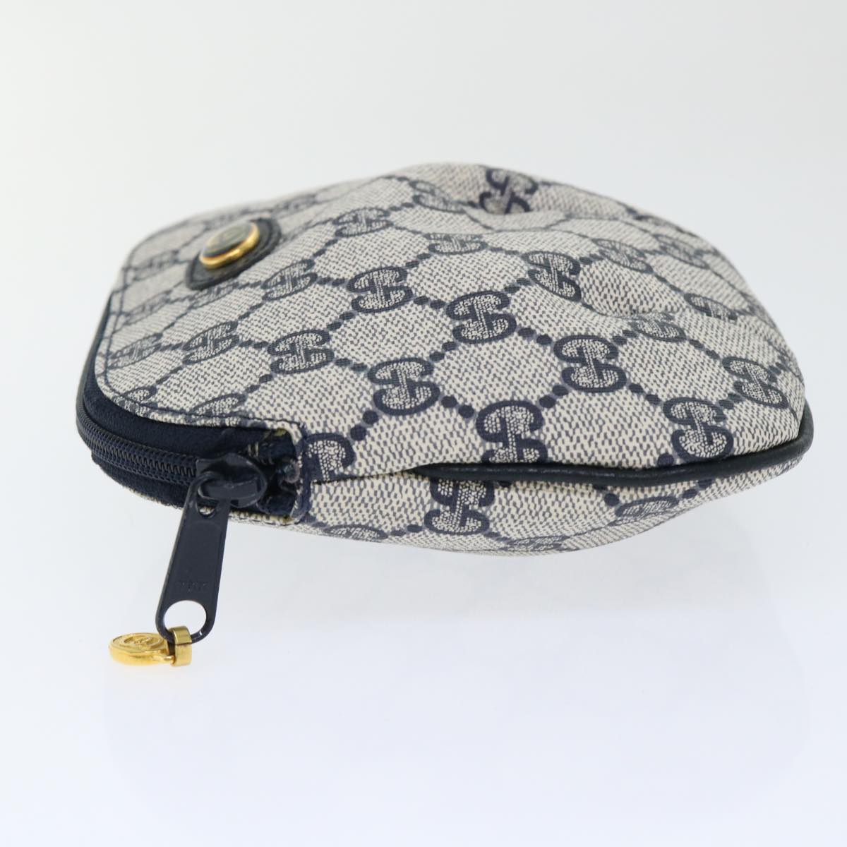 GUCCI GG Canvas Pouch PVC Leather Gray Navy yk8214