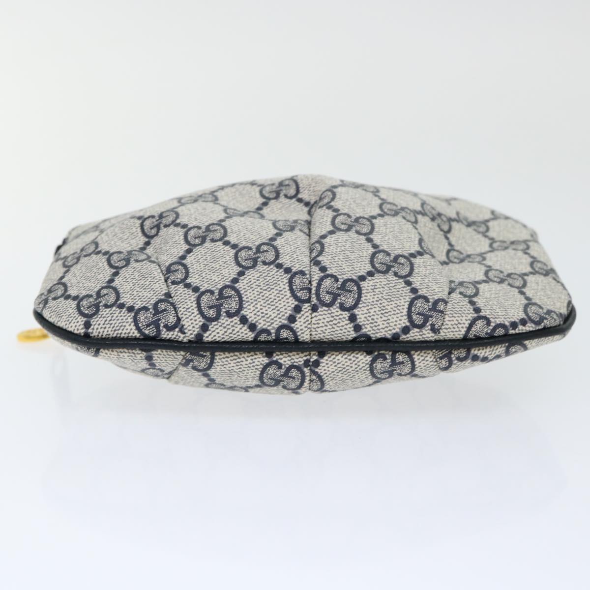 GUCCI GG Canvas Pouch PVC Leather Gray Navy yk8214