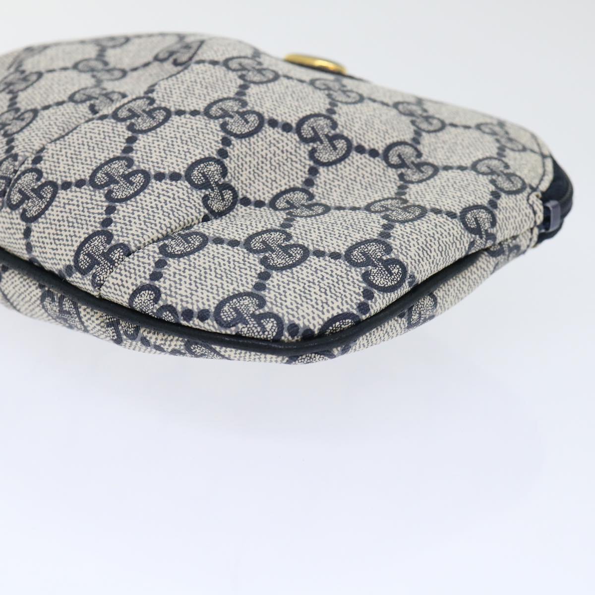 GUCCI GG Canvas Pouch PVC Leather Gray Navy yk8214