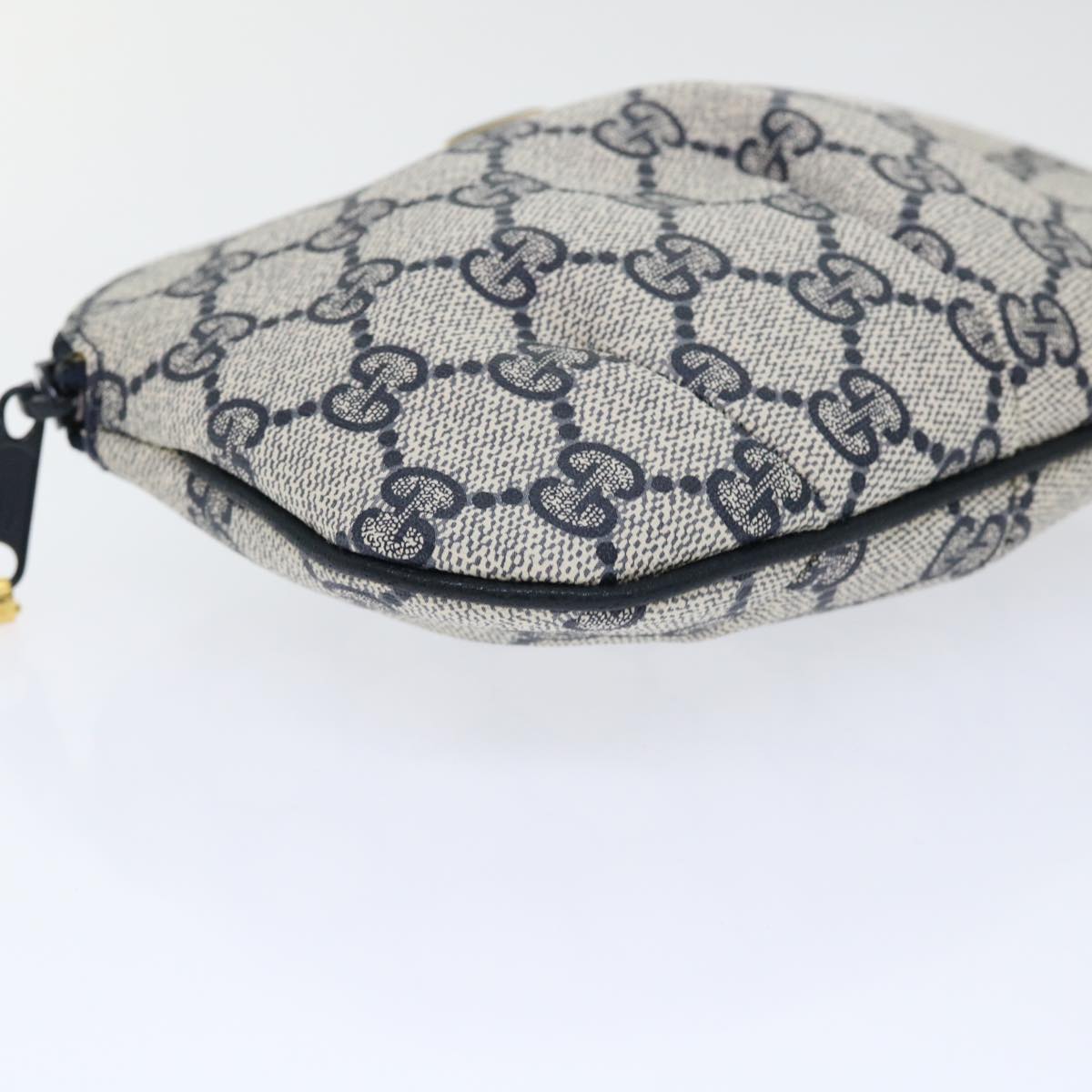 GUCCI GG Canvas Pouch PVC Leather Gray Navy yk8214