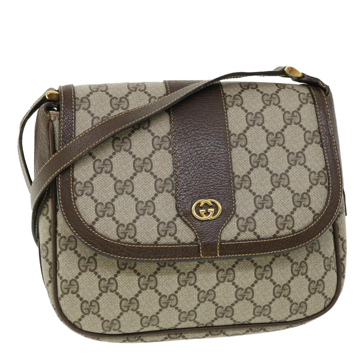 GUCCI GG Canvas Shoulder Bag PVC Leather Beige 001.115.4425 yk8215
