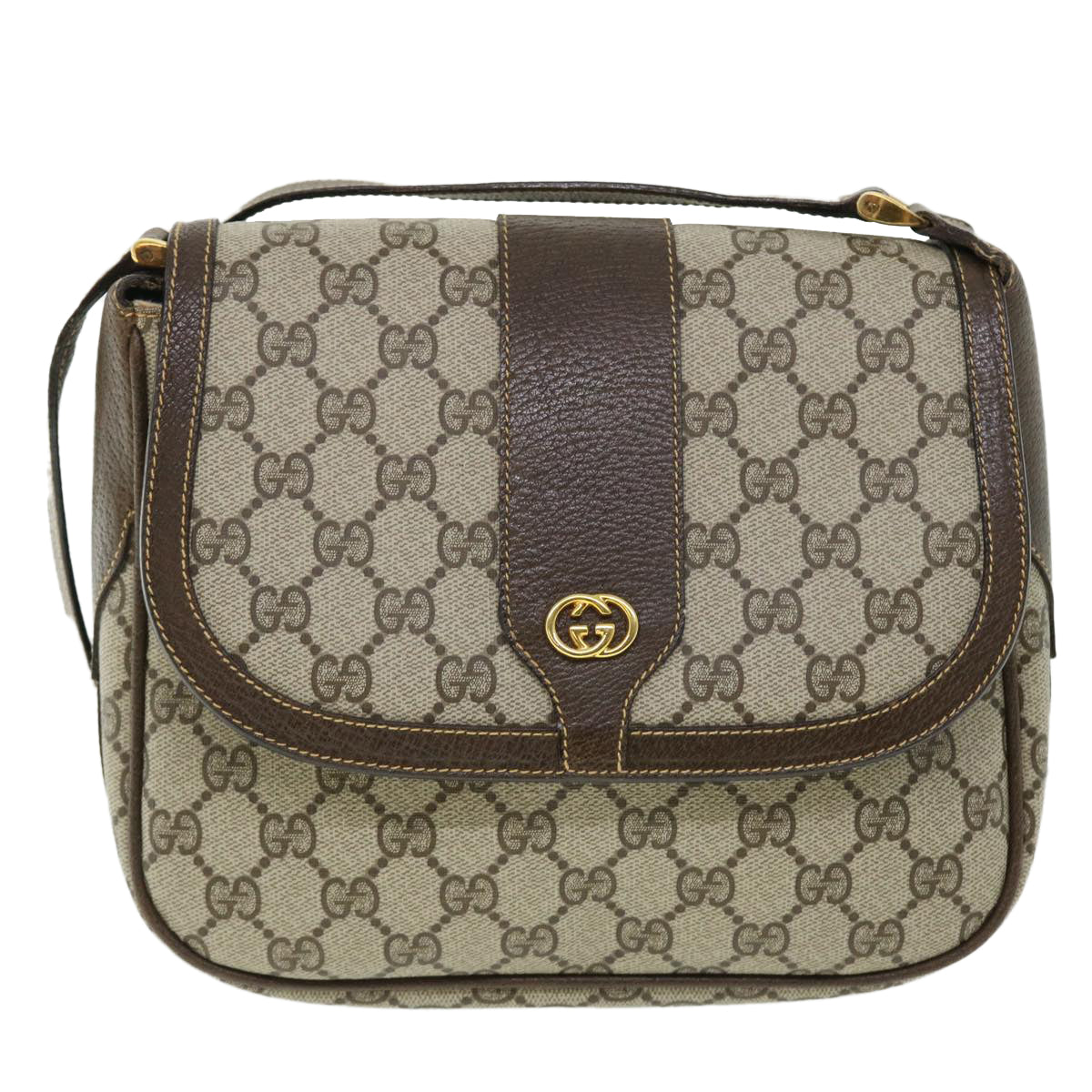 GUCCI GG Canvas Shoulder Bag PVC Leather Beige 001.115.4425 yk8215