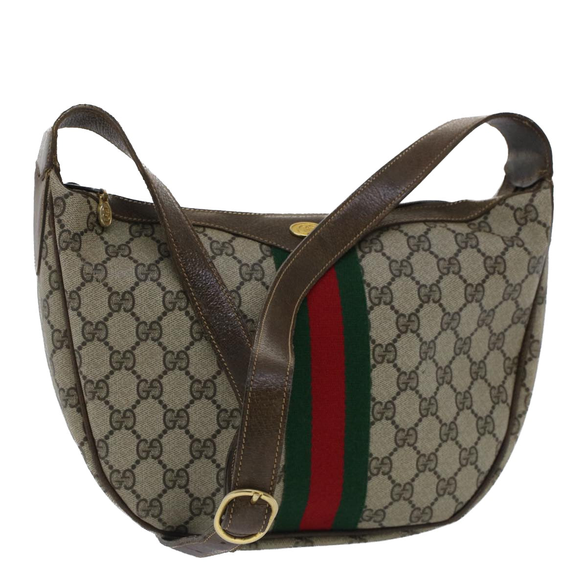 GUCCI GG Canvas Web Sherry Line Shoulder Bag Beige Red Green yk8220