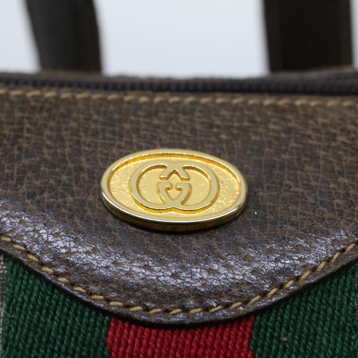 GUCCI GG Canvas Web Sherry Line Shoulder Bag Beige Red Green yk8220
