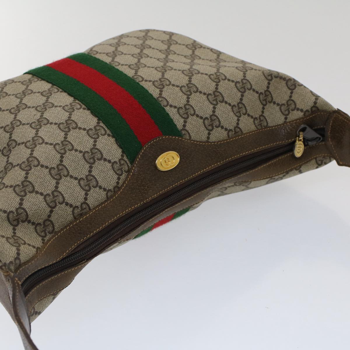 GUCCI GG Canvas Web Sherry Line Shoulder Bag Beige Red Green yk8220
