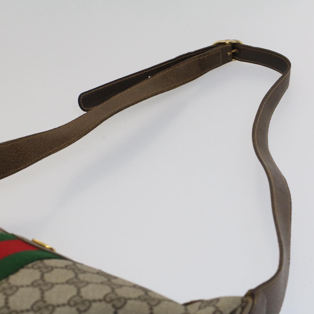 GUCCI GG Canvas Web Sherry Line Shoulder Bag Beige Red Green yk8220